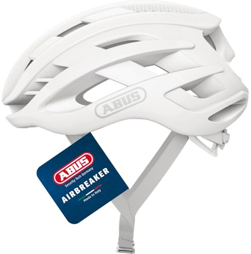 ABUS Rennradhelm AirBreaker - High-End Fahrradhelm für den professionellen Radsport - für Jugendliche und Erwachsene - Helm für Damen und Herren - Pure White, Größe M
