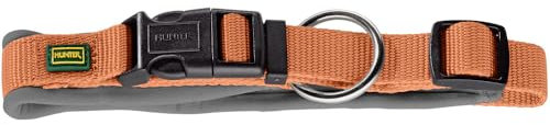 HUNTER Hundehalsung NEOPREN Vario Plus, Farbe: Kupfer/grau, strapazierfähiges Nylon, weiche Neoprenpolsterung, stufenlos verstellbar, mit Zugentlastung, pflegeleicht, komfortabel, Größe: M/2,0