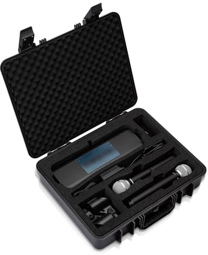 Wireless Microphone Case - Hard Shell Mic Foam Carrying Case with Customizable Foam Compatible with Sennheiser, Shure, Audio Technica, Nady, VocoPro, Receivers, Transmitters