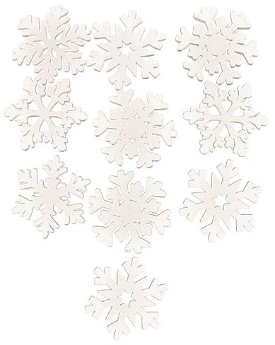 Weiße Schneeflocken zum Aufhängen, Weihnachtsbaumschmuck, Holz, Heimdekoration, festliche Party-Dekoration, Zubehör, 10 Stück