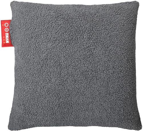 Nunuoo Lammwolle-Heizkissen – Infrarot-Heiztechnologie –Zweischalter – Heizelemente – mit automatischer Abschaltung – Winterkissen – kabellos – über USB aufladbar – 4~8 Stunden Wärme. (Grau)