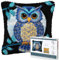EsLuker.ly Full Moon Owl Latch Hook Pillow Kit for Adults Beginners, DIY Throw Pillow Cushion Cover Making Set with Pre-Printed Canvas & Crochet Yarn, Creative Latch Hook Craft Kits for Home Decor