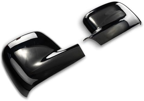 CHROMEMASTER | Spiegelkappen Kompatibel mit VW Transporter T5 2003-2009 | ABS-Kunststoff; Piano Black; Spiegelabdeckungen Verleihen dem Auto ein Einzigartiges Aussehen und Schutz vor Beschädigungen