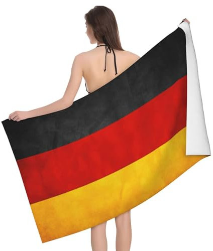 SDFHU Badetuch mit Deutschland-Flagge, 132,1 x 81,3 cm, ultraweiches Badetuch, groß, übergroßes Strandtuch