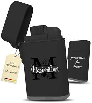 Meinearmbänder Personalisiertes Feuerzeug mit Initialen – Hochwertiger UV-Druck auf sturmfestem Feuerzeug – Langlebig, nachfüllbar & Winddicht – Ideale Geschenkidee für Männer zum Vatertag