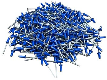 VITFER – Kit 150 Rivetti a Fiore 4.8x12 mm – 50 Bianchi + 100 Blu – Corpo in Alluminio e Chiodo in Acciaio – Per Fissaggi su Metallo, Plastica, Scooter, Bricolage