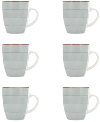 Quid Set de 6 mugs Vita Morning de gres 35 cl | Azul, Gres, forma redonda, acabado brillo, 35 cl, 6 piezas, apto para microondas