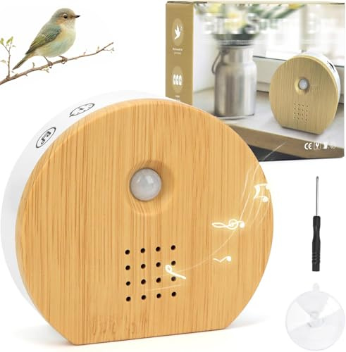 Zwitscher Naturgeräusche Box Vogelgezwitscher Box,11 Klänge,Bewegungsmelder | Klänge wie Vogelgezwitscher Meeresrauschen Regen für Entspannung, Schlaf Konzentration. Inkl. Timer Saugnapf einfache Montage