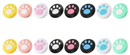 SHINEOFI 16pièces Capuchons De Joystick Silicone Patte De Chat Couverture Protection Manette Switch Antidérapant Compatible Contrôleur Oled