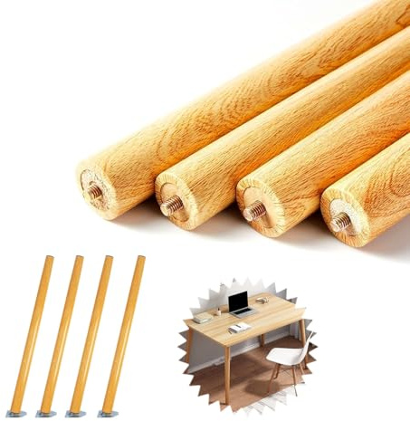 Verstellbare Holz-Tischbeine, Ersatz, 71 cm hoch, Stangenhöhe, Möbelbeine, 4 Stück, für Schreibtische und Tische, stabile Unterstützung, ideal für DIY-Projekte