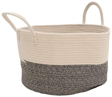Libbi Lou Large Cotton Rope Laundry Basket with Handles – Foldable Storage Basket for Clothes, Toys, Blankets & Towels – Durable Organiser Bin for Bedroom, Nursery & Living Room