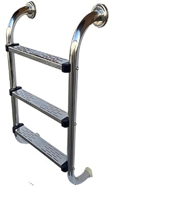 LUOWEIYA Schwimmbadleiter, Robuste, rutschfeste Stufen, Besteigen, Edelstahltreppe für Eingebaute Pools(90cm)