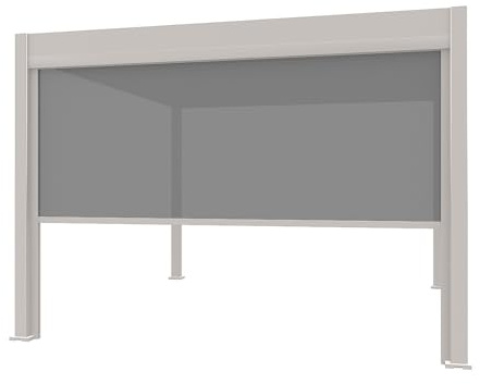Weide Pavillon Sonnenrollo Ausziehbare Senkrechtmarkise außen für Pergola Sichtschutz Rollo 255cm hoch aus Aluminium, Textil wasserdicht stabil UV-Schutz (4,0 Meter, Sand) für Alu-Pavillon Weide