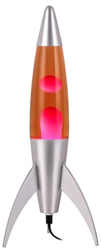 ROCKING GIFTS Große Lava-Lampe Rocket 45 cm rot-rosa aus Aluminium – Dekorative und entspannende Beleuchtung für Schlafzimmer oder Schreibtisch – Lava-Lampe für Kinder, Jugendliche und Gaming-Räume