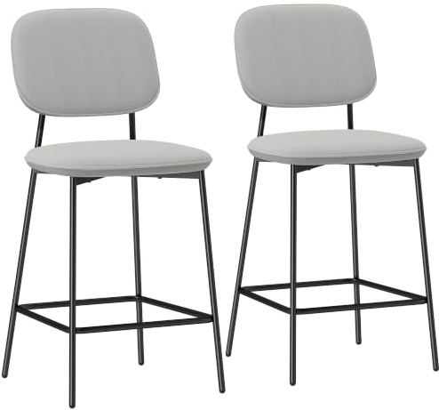 HOMCOM 2er-Set Barhocker mit Fußstütze 45 x 49 x 102 cm Hellgrau