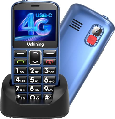 uleway Téléphone Portable Senior Débloqué 4G, Écran Paysage 2,4 Pouces, Grandes Touches, Volume Sonore Élevé, Appareil Photo, SOS, Numérotation Rapide, Berceau de Chargement, Batterie 1000mAh, Bleu
