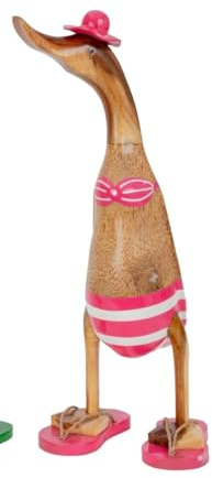 Generisch Handarbeit Laufente Ente Dekoration Sommer Bikini Holz 45-48cm rosa