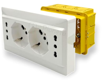 Multipresa a parete da incasso compatibile con cassetta 503 2 presa schuko e 2 presa bipasso placca 4 prese bianco