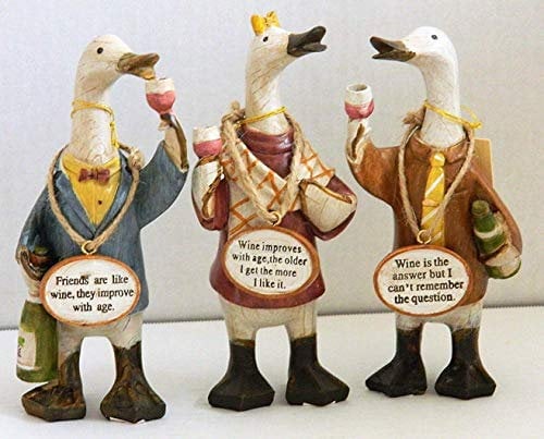 Shudehill WINE SIGN DUCKS ORNAMENTS SET OF 3
