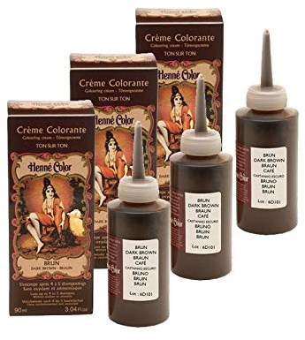 3 Cremes Haarfärbemittel, braun, 100 % natürlich, ohne Sulfate, für semi-permanente Haarfarbe, natürliche Henna-Pflege, 3 x 90 ml