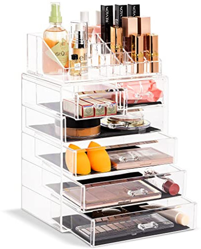 Sorbus® Acrylic Cosmetics Makeup and Jewellery Storage Case Display Set (Set Style 2)