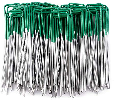 Artificial Grass Turf U Pins Galvanised Metal Pegs Staples Weed Garden Bevelled (U pins, 20, pegs)