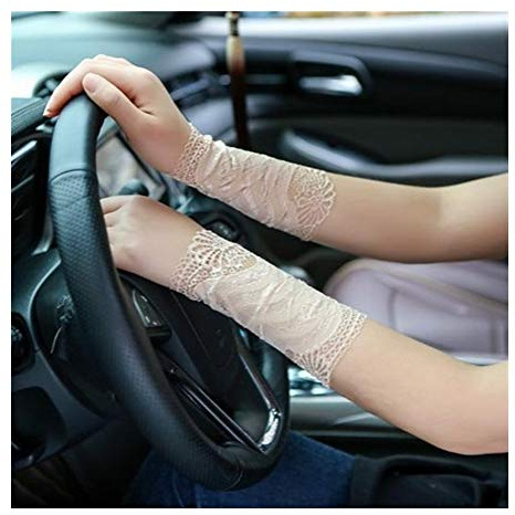 YUNGYE Sommer-Damen Spitze Armlinge Frauen Kurze Stulpe-Handgelenk-Narbe Covered Driving Fingerlose Handschuhe 18cm Kurzen Ärmeln