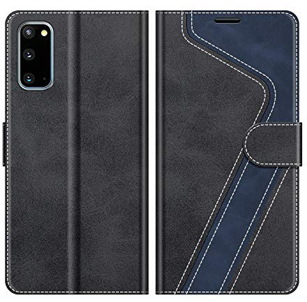 MOBESV Coque pour Samsung Galaxy S20, Housse en Cuir Magnétique Fonction Stand Étui pour Samsung Galaxy S20, Élégant Noir