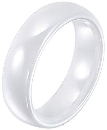 PAURO Damen Herren 6MM Hochglanzpolierter Ring Verlobungsversprechen Hochzeitsband Keramik Weiß Größe 52 (16.6)