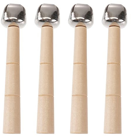 EXCEART Kinder Handglocke Baby Holz Schellenstab: 4 Stücke Schellenrassel Schellen Glocken Musikinstrumente Rasseln Percussion Rhythmus Instrumente Spielzeug Weihnachten Mitgebsel Geschenke