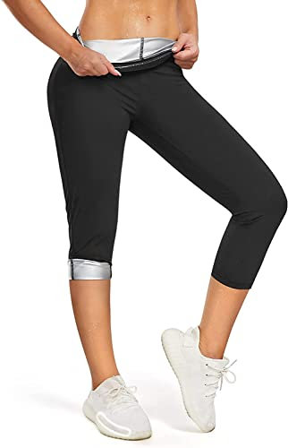 KUMAYES Gewichtsverlust Hosen Sauna Hosen Schwitzhose zum Abnehmen Sauna Effekt Sporthose Hohe Taille Trainingshose Laufhose Body Shaper (XL, Schwarz)