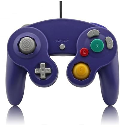 MANDO COMPATIBLE PARA NINTENDO GAME CUBE CABLE CONTROLADOR CONSOLA MORADO AZUL