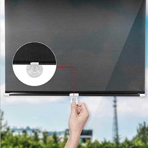 KGUDYS Fenster-Saugnapf-Rollladen, versenkbarer Rollladen, Sonnenschutz-Rollladen, multifunktionaler Rollladen, Wärmedämmung, für Haus, Auto, Dachfenster, kein Bohren,Black-45x125cm/17.7x49.2in