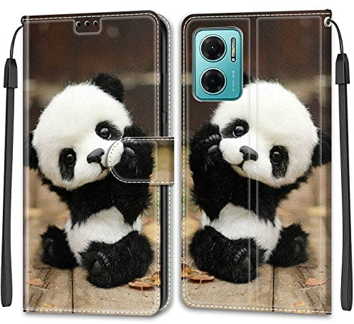 Feyten Funda para Xiaomi Redmi Note 11E/Xiaomi Redmi 10 5G, Carcasa Xiaomi Redmi Note 11E/Xiaomi Redmi 10 5G con Tapa Móvil Billetera Libro Cuero PU Flip Case Cartera Magnético Caso Cover (Panda)