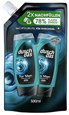 Duschdas 3-in-1 Duschgel & Shampoo For Men Nachfllbeutel Duschbad mit Fresh-Energy-Duftformel sorgt fr einen erfrischenden Start in den Tag 500 ml 1 Stck