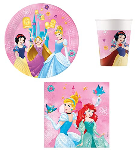 Procos DY10273861 - Princess Live your Story Party Set Small, assiettes, serviettes et gobelets, décoration de table, décoration d'anniversaire