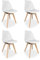Homey, Pack de 4 Sillas Escandinavas Acolchadas para Cocina, Salón o Comedor, Modelo Sena, Patas de Madera, Prácticas y Funcionales, Fácil Montaje, Color Blanco