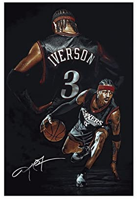 GUyfam Iverson Poster Basketball Star Poster Leinwand Poster Schlafzimmer Dekor Sport Landschaft Büro Zimmer Dekor Geschenk 30 x 45 cm
