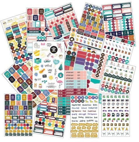 ONEBO 16 Blätter journal aufkleber,Dekorieren Sticker,Bullet Journal Sticker,Planer Stickers Set,für Kalender, Planner, Organizer, Agenda,Journals,Notizbuch