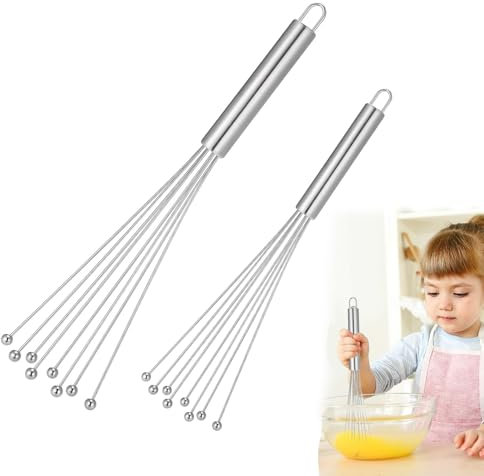 2 Pièces Fouet Cuisine,Fouet Semi-Automatique En Acier Inoxydable,Fouet Plat,Mini Fouet,Agitateur À Billes Fouet Patisserie,Fouet En Spirale Pour Cuisiner, Mélanger, Fouetter, Battre, Remuer
