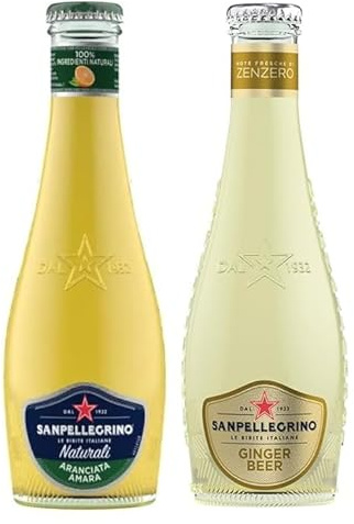48er-Pack Testpaket San Pellegrino Ginger Beer Alkoholfreies Getränk mit Noten von Ingwer + Aranciata Amara mit Bittere Orange Alkoholfreies Getränk 20cl Einweg-Glasflasche