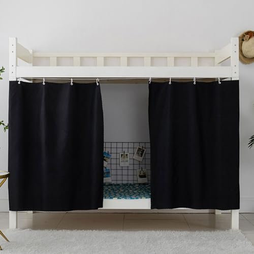 Treer Bettvorhang Hochbett, Etagenbett Blackout Vorhänge Staubdicht Betthimmel Hochbett Kinder Bettzelt Schlafsaal Bettvorhänge Schlafzimmer Studentenwohnheim (1.5m 2 Stück,Schwarz)