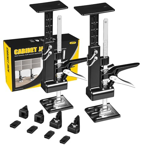 YELLOW JACKET Cabinet Jacks 2 Pack for Installing Cabinets, Labor Saving Arm Jack with 360 LBS,0 to 23.4 inches, 3rd Hand Support System, Drywall Lift, Hand Lifting Jack Tool
