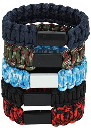 Acouto 5 Stück USB-Ladekabel-Armbänder, Nylon-geflochtenes Typ-C-Handgelenk-Datenladegerät, tragbares Reiseladegerät für Mobiltelefone