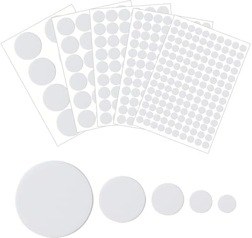ZFKXGS 322 Piezas Tapas Embellecedoras Blancas 12mm 15mm 21mm 30mm 50mm Tapa Tornillos Tapones para Ocultar Agujeros PVC Pegatinas Autoadhesivas para Agujeros de Tornillo en Pared Mueble Armario Mesas