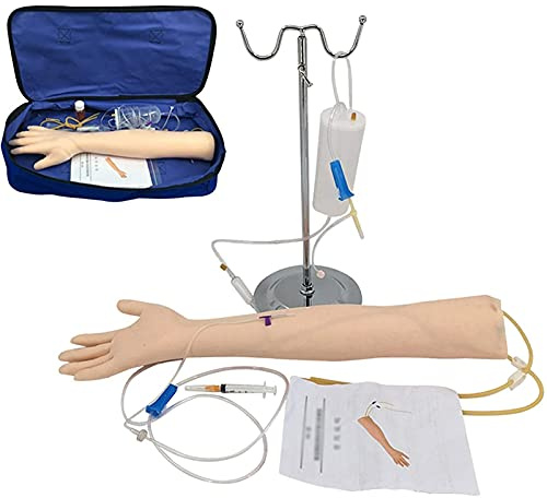 Kit de bras de pratique pour injection IV et phlébotomie + sac de rangement – Modèle d'enseignement pour la pratique de la ponction vénivienne – Kit de bras d'entraînement IV