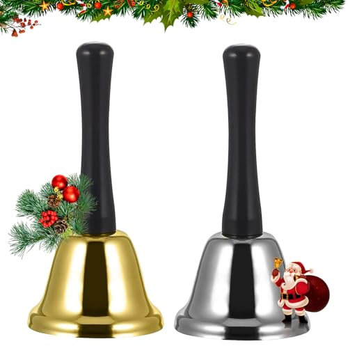 2pc Campanello Da Tavolo, Qintora Campanello A Mano, Campanello Reception Tavolo Campanello, Adatto Per Ricevimenti In Hotel, Bar, Scuole, Ristoranti, Cene Di Nozze, Decorazioni Natalizie