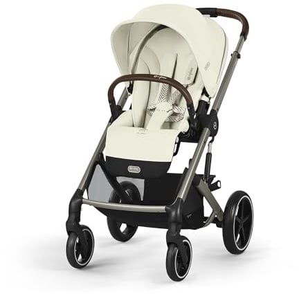 CYBEX Gold Kinderwagen Balios S Lux, Ergonomische Liegeposition, Einhand-Gurtsystem, Ab Geburt bis 22 kg (ca. 4 Jahre), Seashell Beige