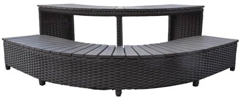 CANADIAN SPA CO. Pool Ecktreppe für eckige Whirl Pools und Hot Tubs, Randmöbel-Kollektion, Pool Treppe aus Kunststoff in Holz Optik, rutschfest und wetterfest