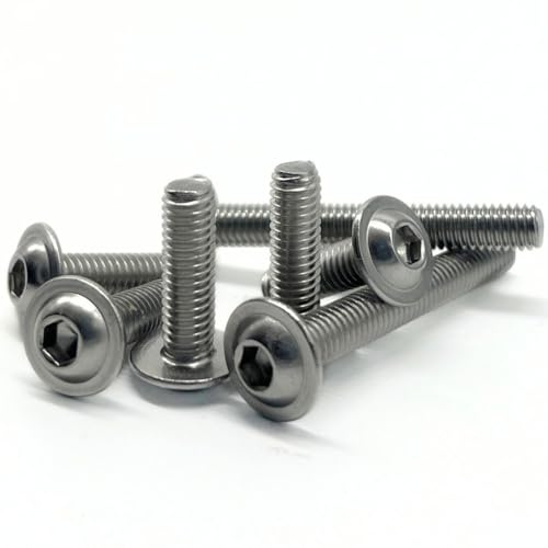 Topnorm24- M6x8 (20 Stück) Linsenkopfschrauben mit Flansch und Innensechskant ISO 7380-2 Flachkopfschrauben mit Flansch/Bund Edelstahl rostfrei V2A A2 (20, M6x8)